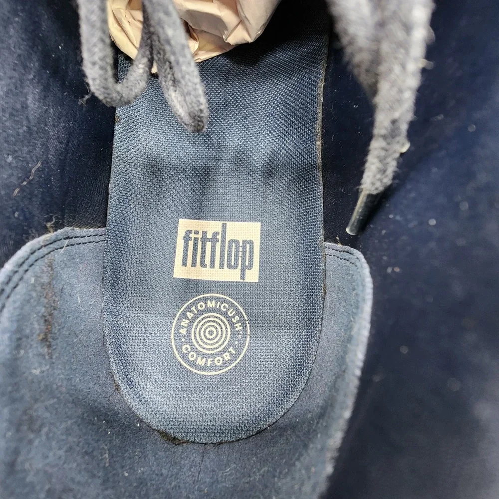 Fitflop Knit Chukka Sneakers Mens 10 Navy Blue Lightweight Lace Up Denim Texture